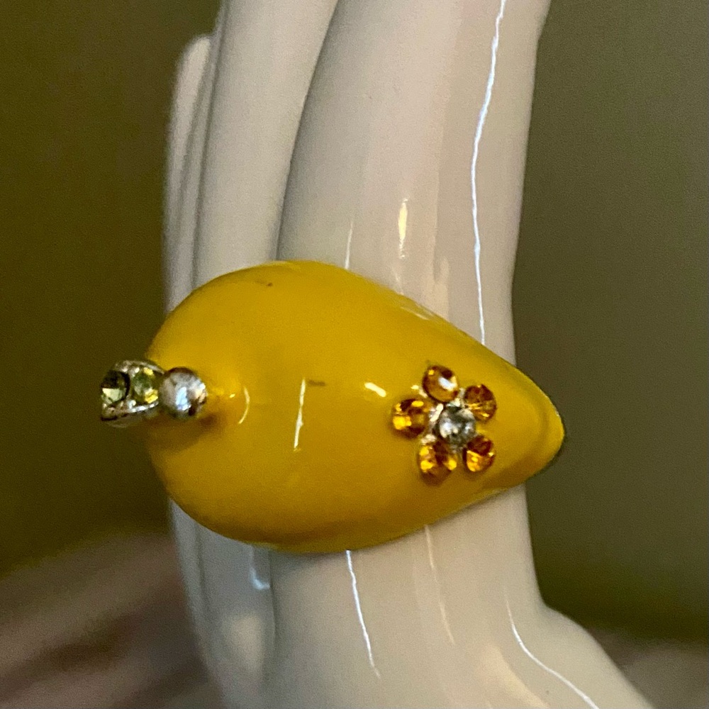 Sunny Butter Yellow Modern Dome Ring - Picture 2 of 4